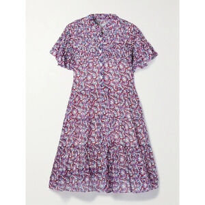 Isabel Marant �toile 'Lanikaye' Pink Ruffled Tiered Floral-Print Cotton-Voile